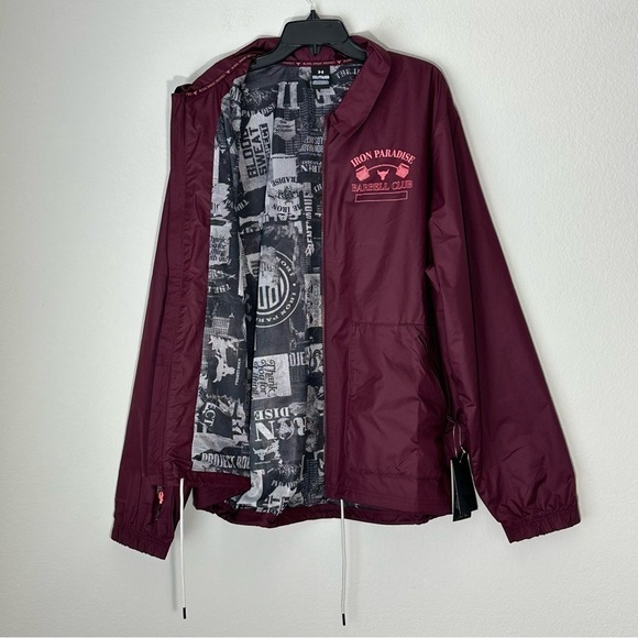 NWT Under Armour Men's Project Rock Iron Paradise Jacket in Dark Maroon size 2XL - Picture 7 of 11